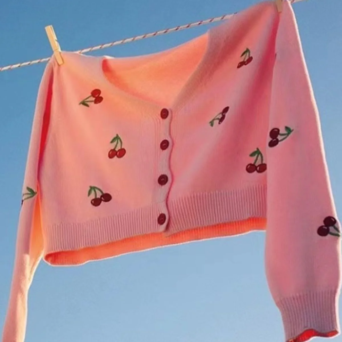Cherry Button Down Cardigan - Image 4