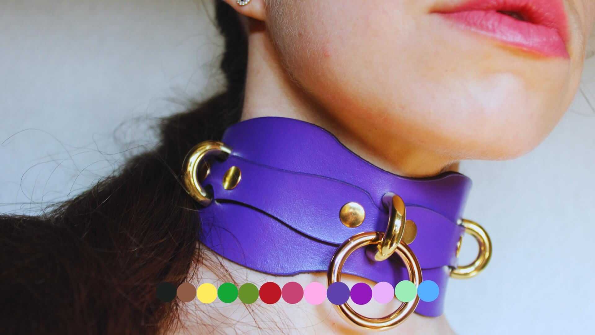 Choker Collar Leather BDSM Collar with Leash Adjustable Fetish Choker - Image 4