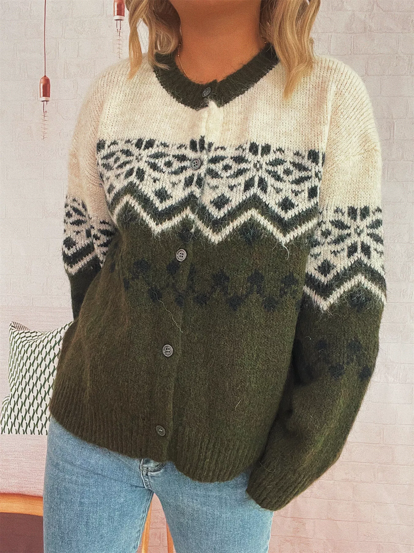 Christmas Button Up Drop Shoulder Cardigan - Image 2