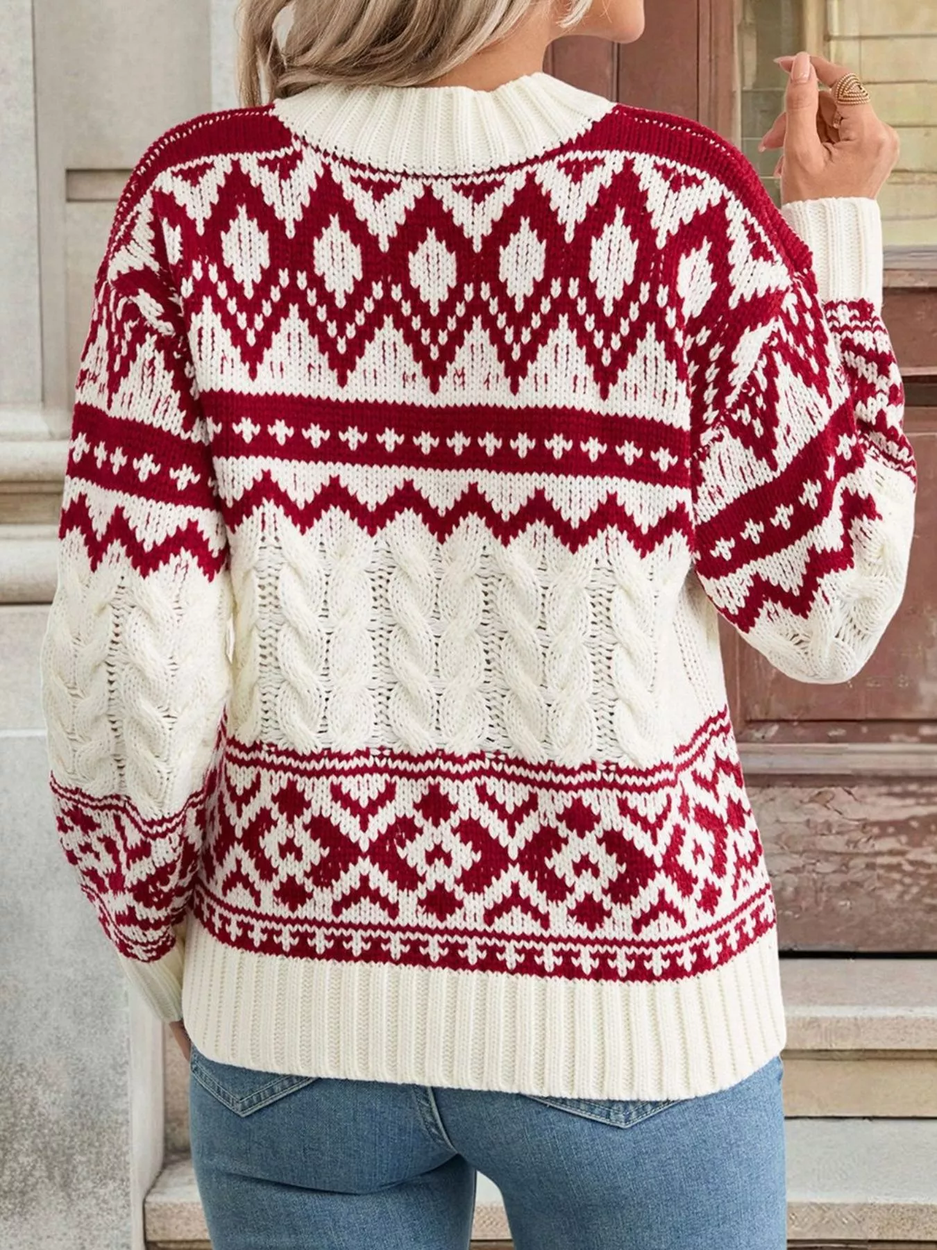 Christmas Cable Knit Long Sleeve Sweater - Image 6