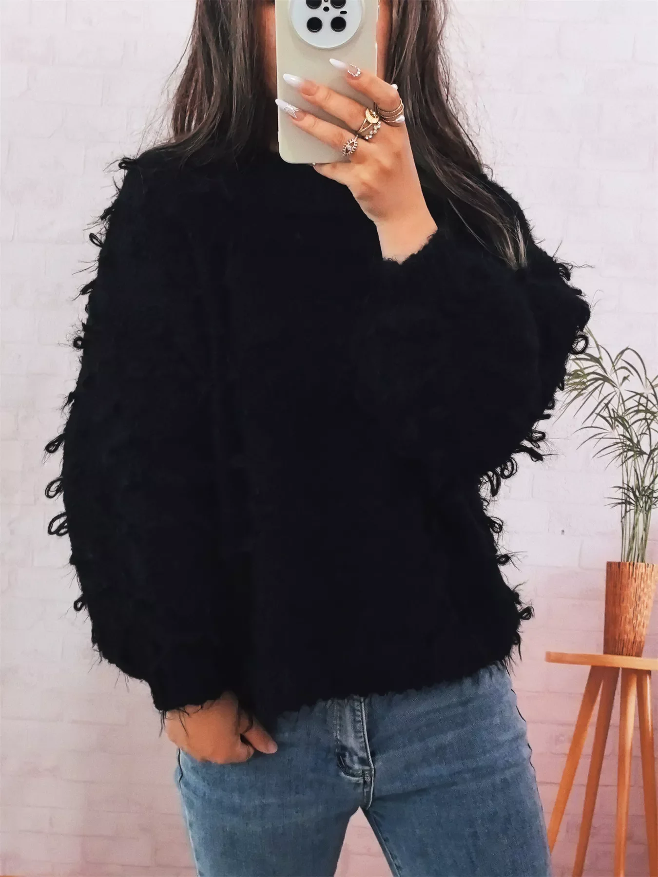 Chunky Round Neck Long Sleeve Sweater - Image 13