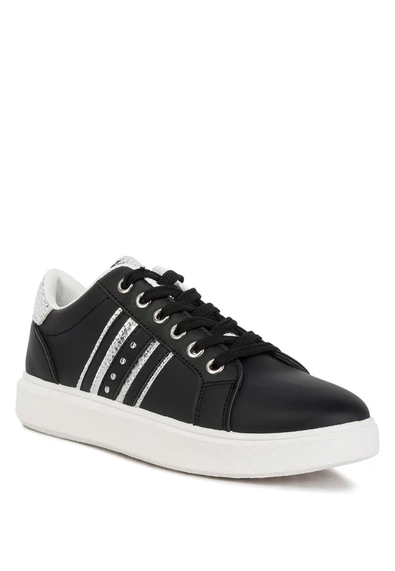 Claude Faux Leather Back Panel Detail Sneakers - Image 9