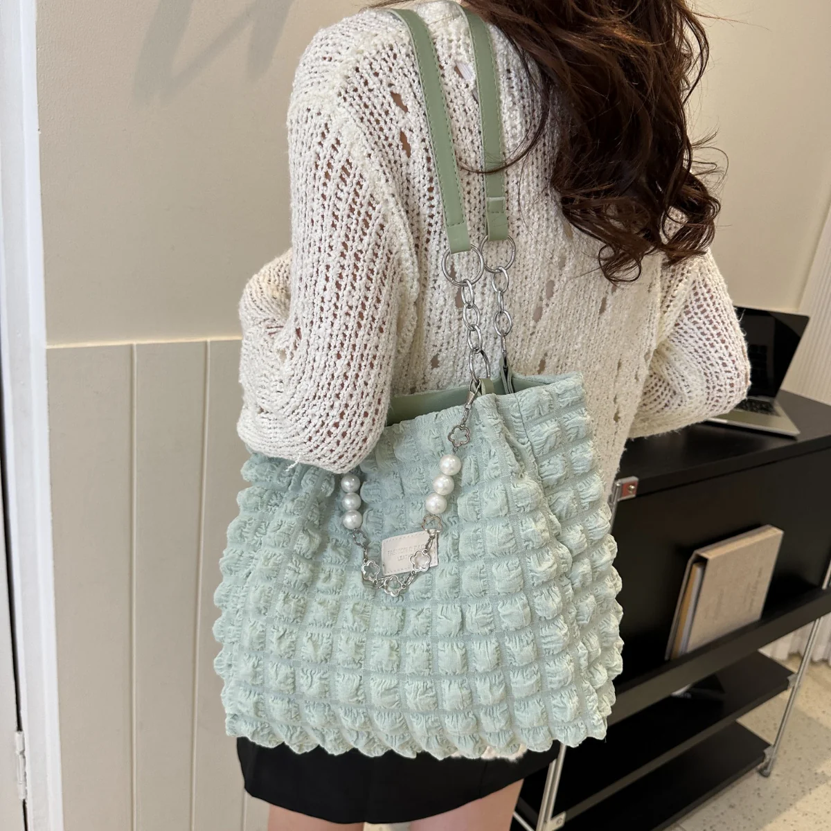 Cloud Puffy Polyester Tote Bag - Image 4