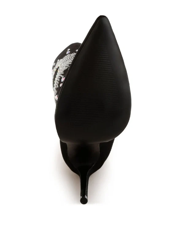 Coastra Rhinestone Embellished Stiletto Boots - Image 9