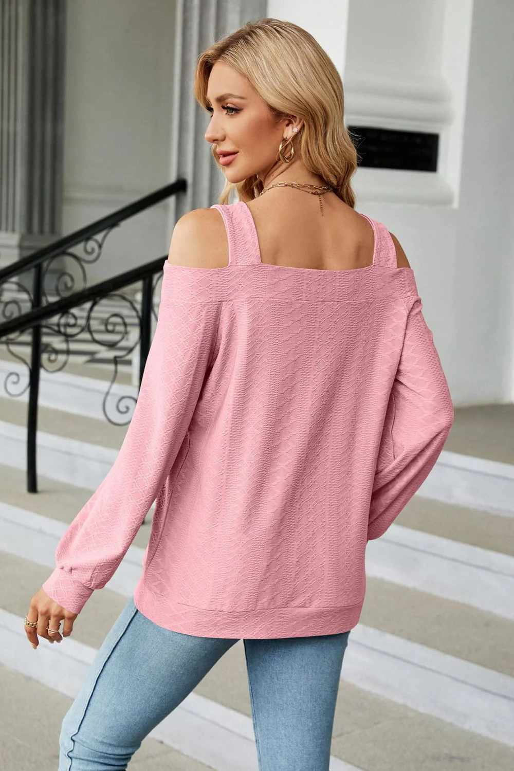 Cold Shoulder Square Neck Cutout Blouse - Image 24
