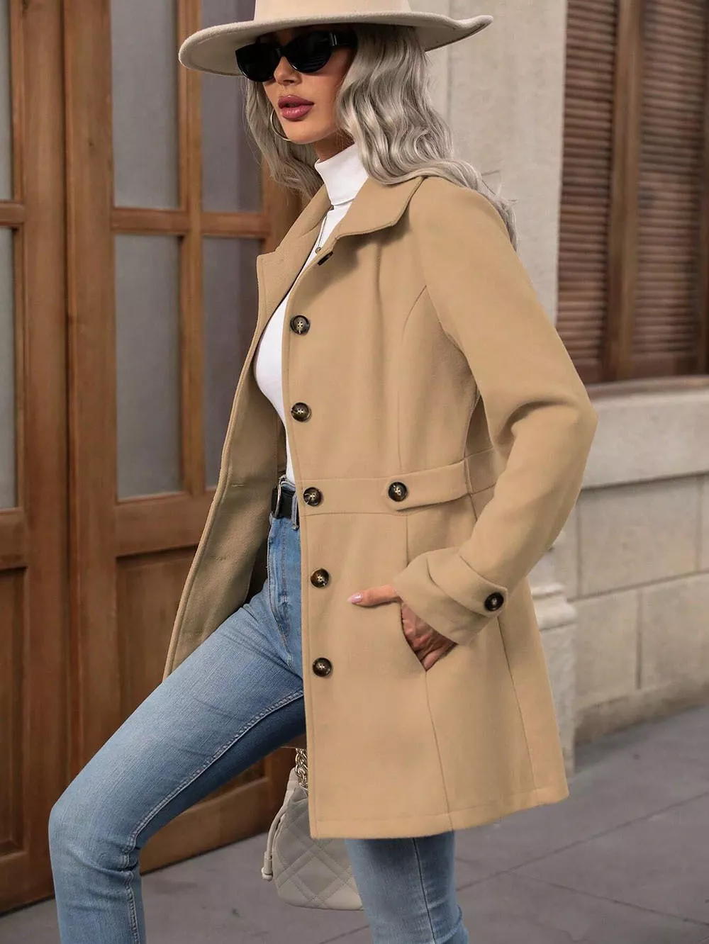 Collared Neck Button Up Coat - Image 10