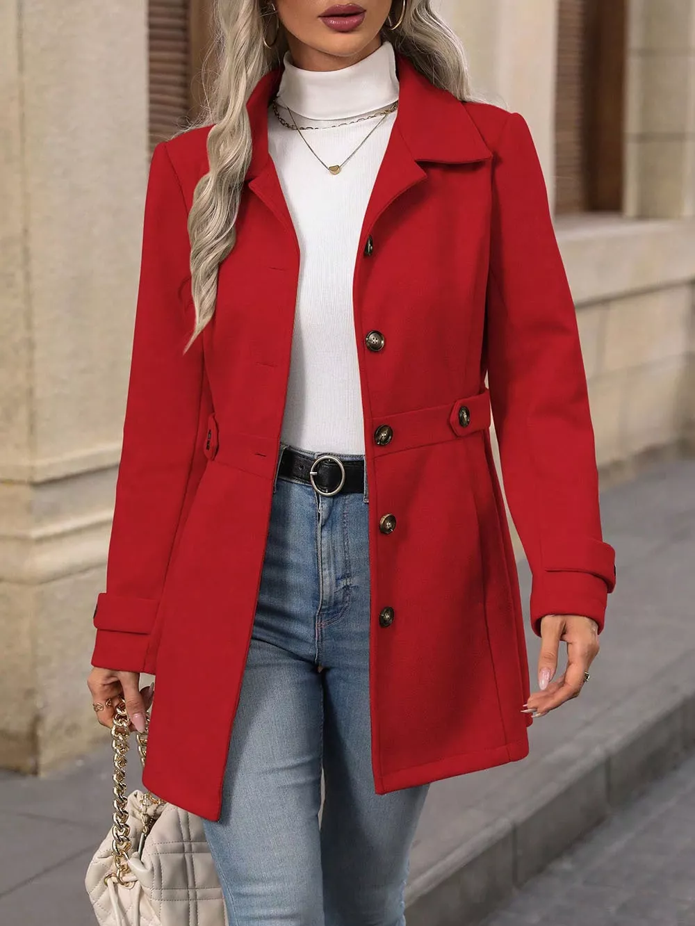 Collared Neck Button Up Coat - Image 12