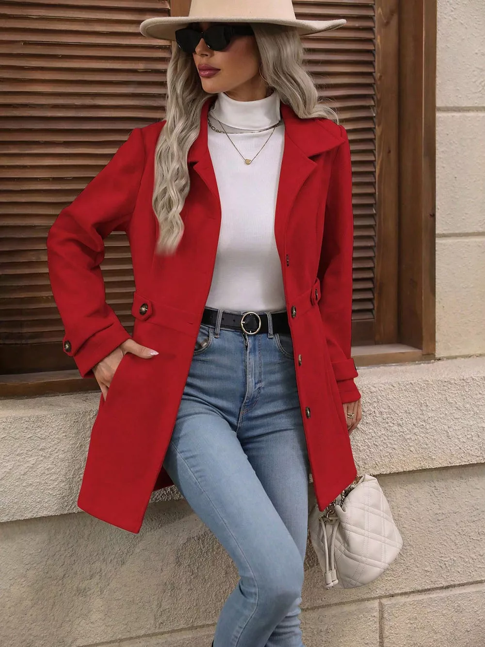 Collared Neck Button Up Coat - Image 15