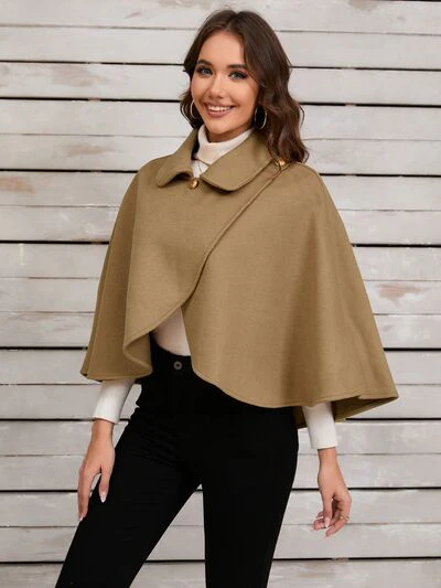 Collared Neck Cropped Cape - Image 14