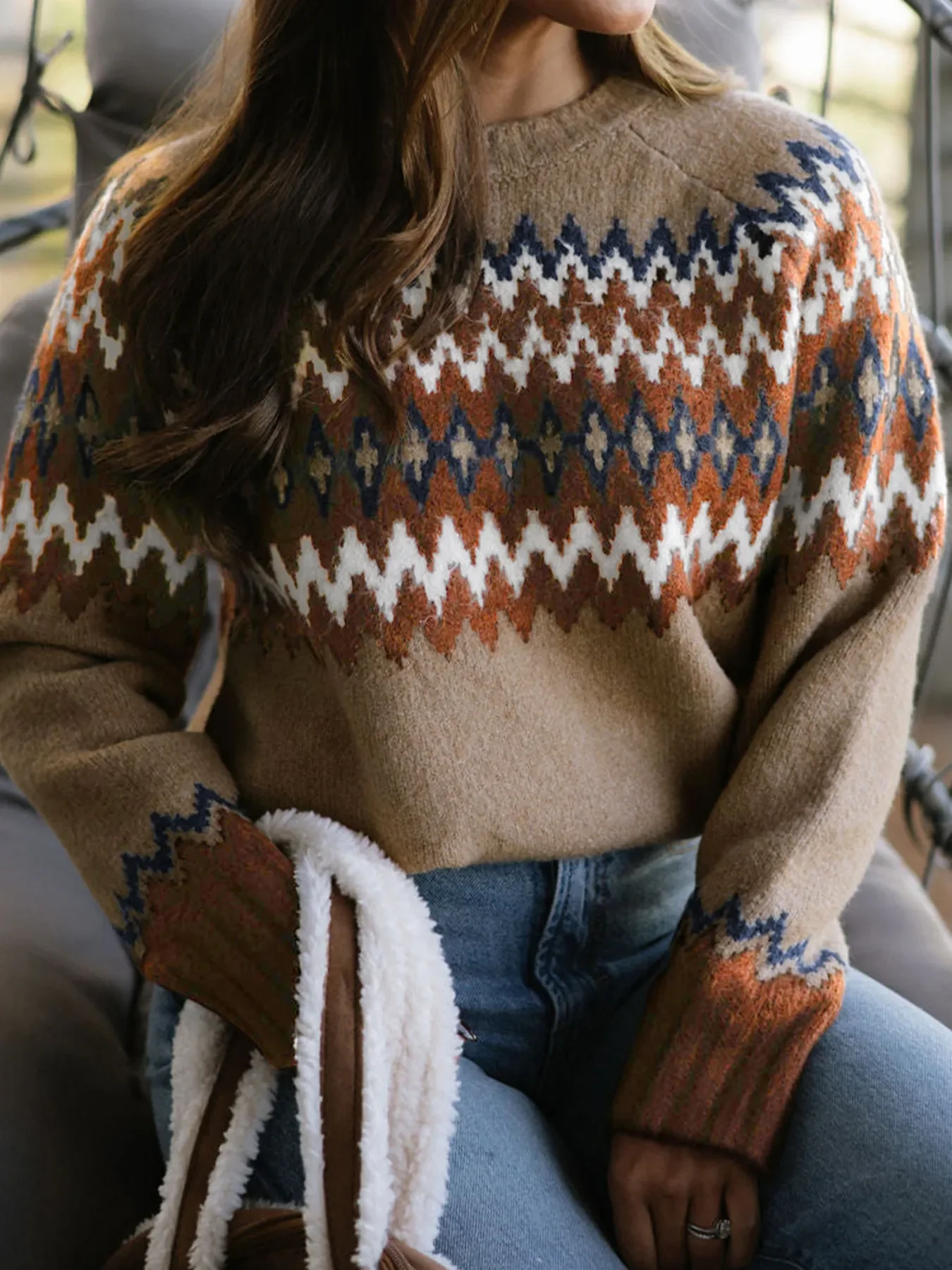 Color Block Crew Neck Sweater - Image 5