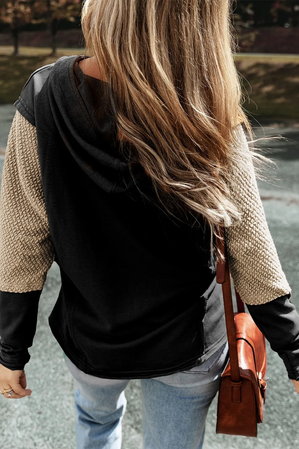 Color Block Dropped Shoulder Hoodie - Image 2