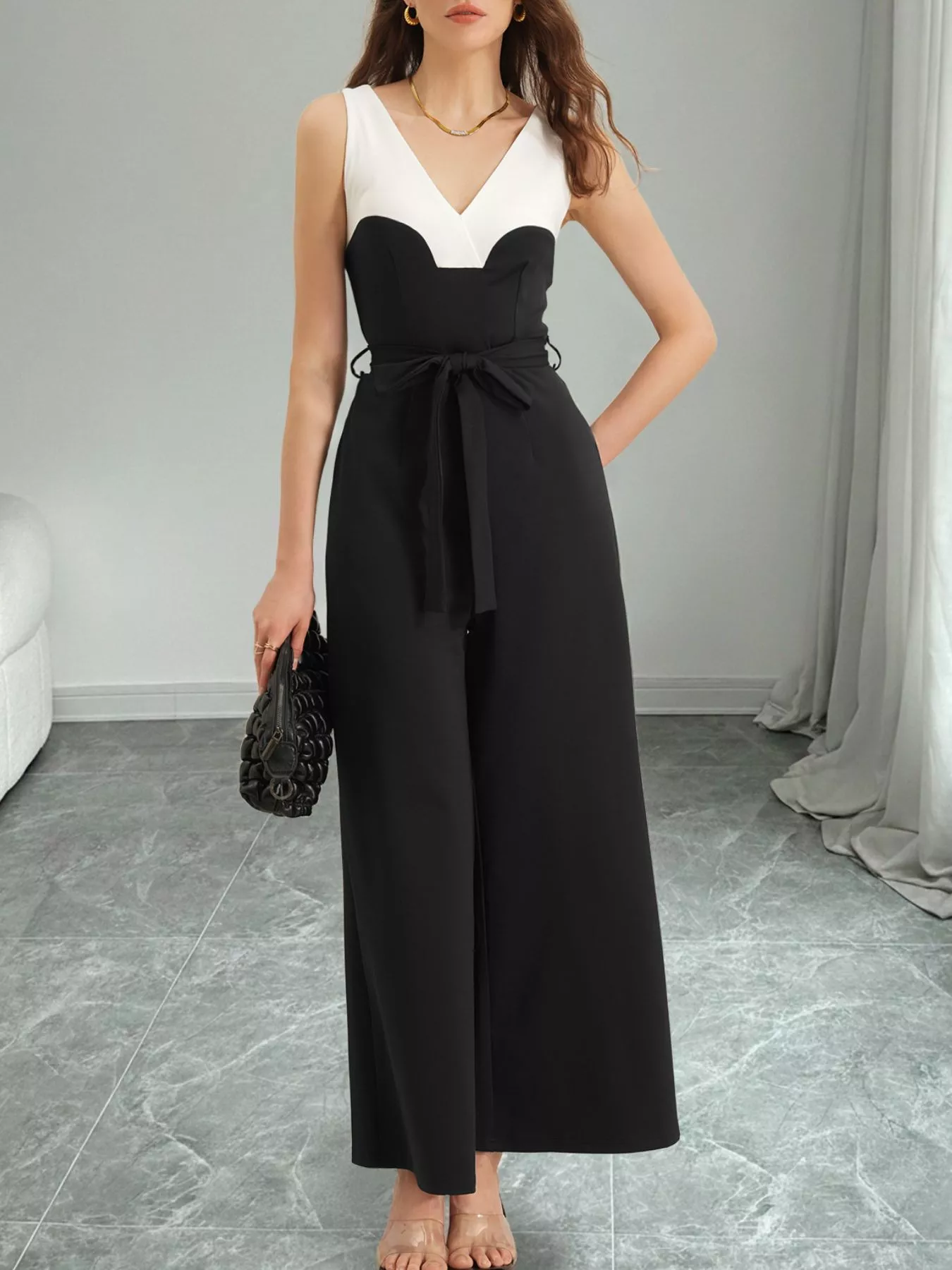 Color Block Wide Leg Jumpsuit - Image 3