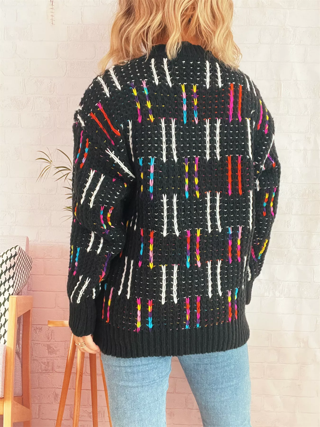 Colorful Round Neck Long Sleeve Sweater - Image 16