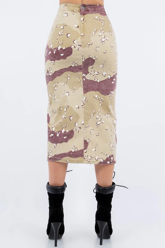 Combat Cargo Pencil Skirt in Desert Camo - Image 9