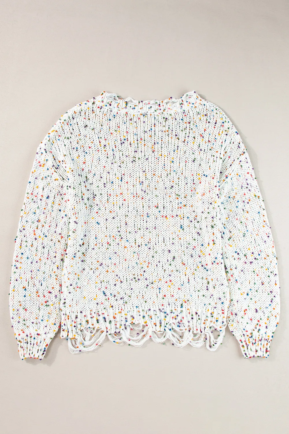 Confetti Distressed Hem Long Sleeve Sweater - Image 8