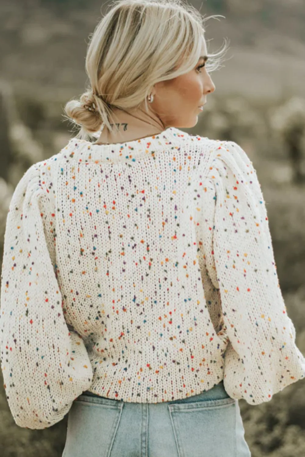 Confetti Round Neck Long Sleeve Sweater - Image 2
