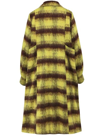 Contrast Double-Breasted Long Sleeve Longline Coat - Image 7