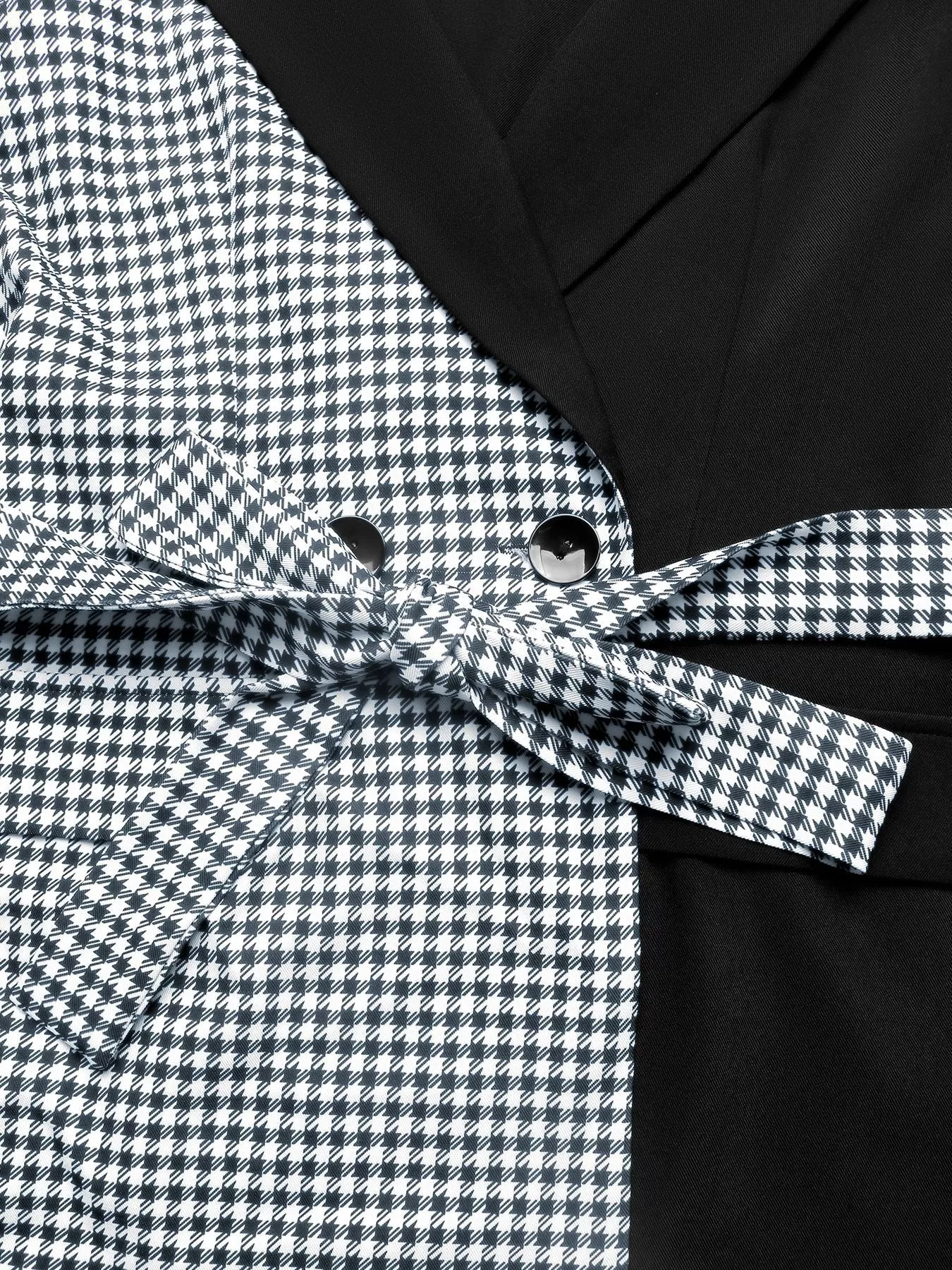 Contrast Houndstooth Tie Waist Blazer - Image 7