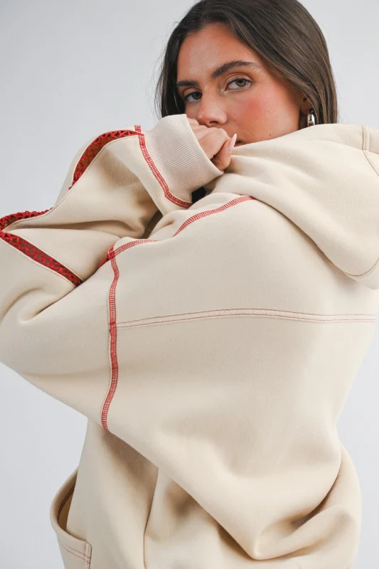 Contrast Stitch Oversized Hoodie - Image 11