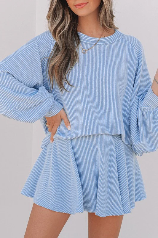 Corded Top and Ruffle Mini Skirt Set - Image 10