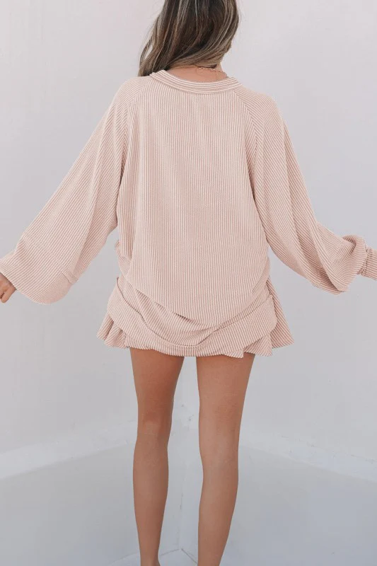Corded Top and Ruffle Mini Skirt Set - Image 2
