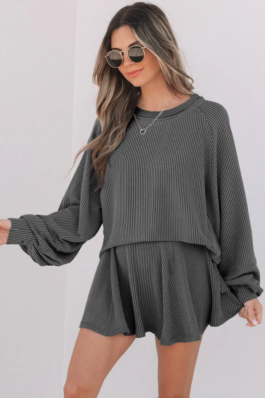 Corded Top and Ruffle Mini Skirt Set - Image 22