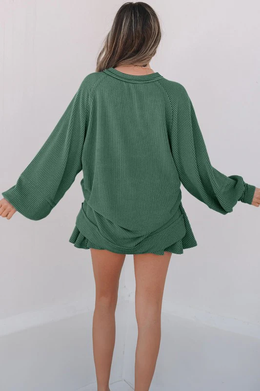 Corded Top and Ruffle Mini Skirt Set - Image 25