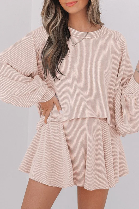 Corded Top and Ruffle Mini Skirt Set - Image 37