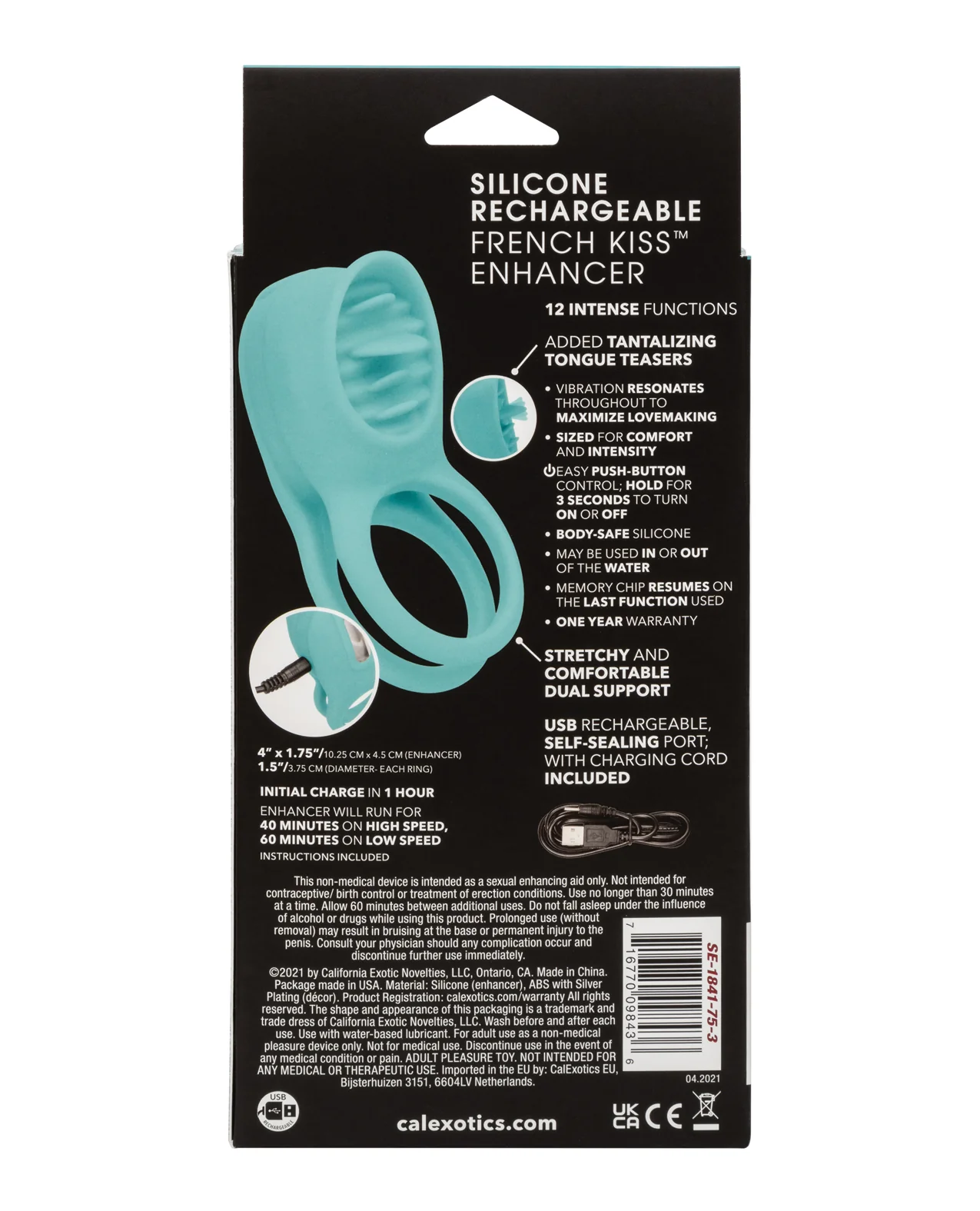 Couple's Enhancers Silicone Rechargeable French Kiss Enhancer - Teal - Image 2