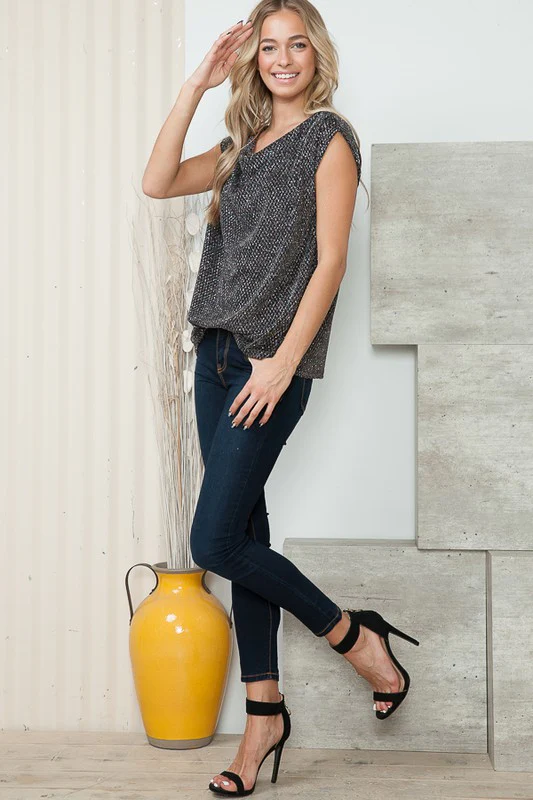 Cowl Neck Lurex Top - Image 4