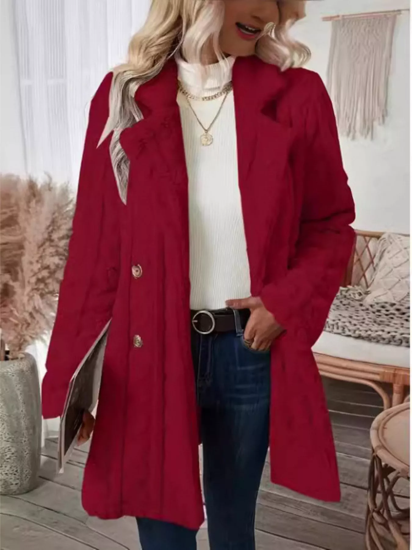 Cozy Faux Shearling Double-Breasted Outerwear - Image 24