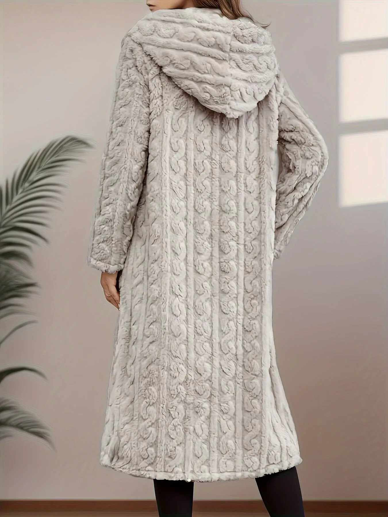 Cozy Hooded Button Up Longline Outerwear - Image 11
