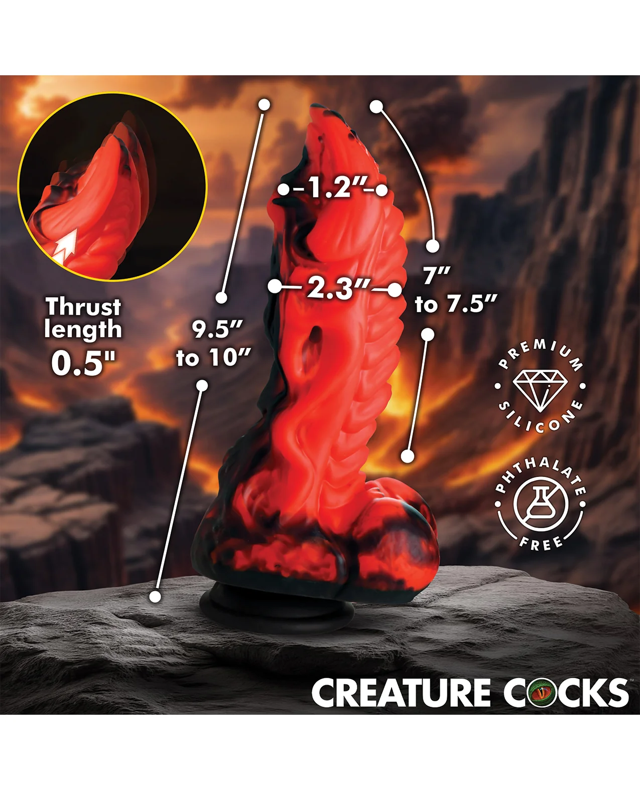 Creature Cocks Dragon Thrust Thrusting & Vibrating Silicone Dildo - Image 3