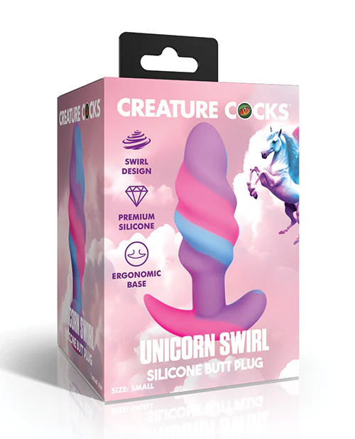 Creature Cocks - Unicorn Swirl Silicone Butt Plug - Small - Image 5