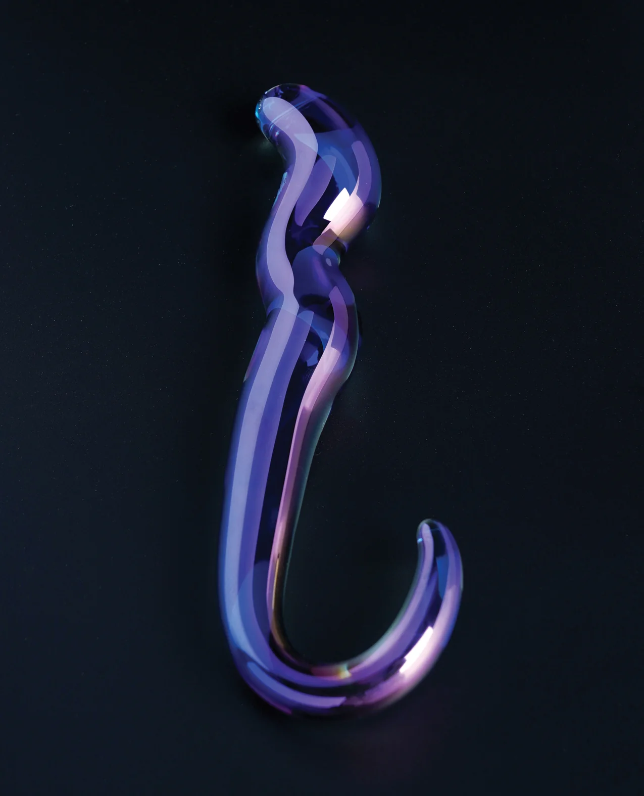 Cristal Blue Flame Curved Glass Dildo - Purple - Image 2