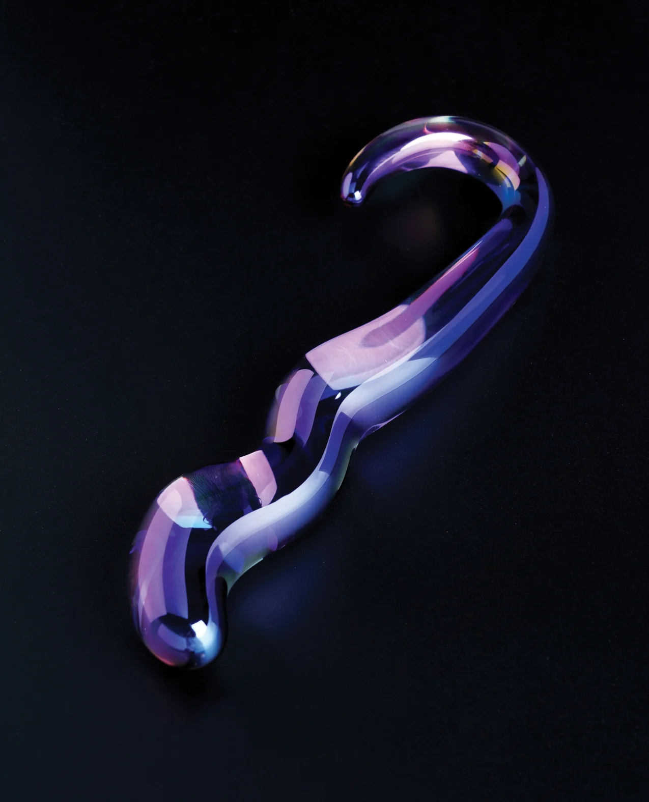 Cristal Blue Flame Curved Glass Dildo - Purple - Image 4