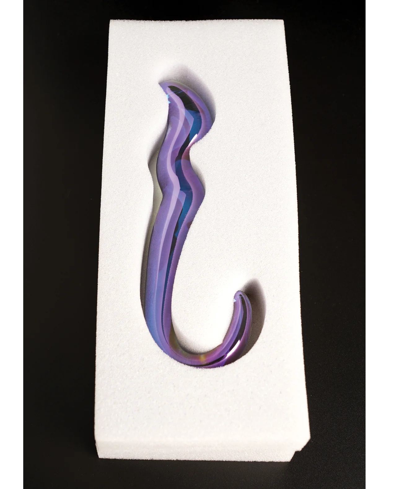 Cristal Blue Flame Curved Glass Dildo - Purple - Image 5