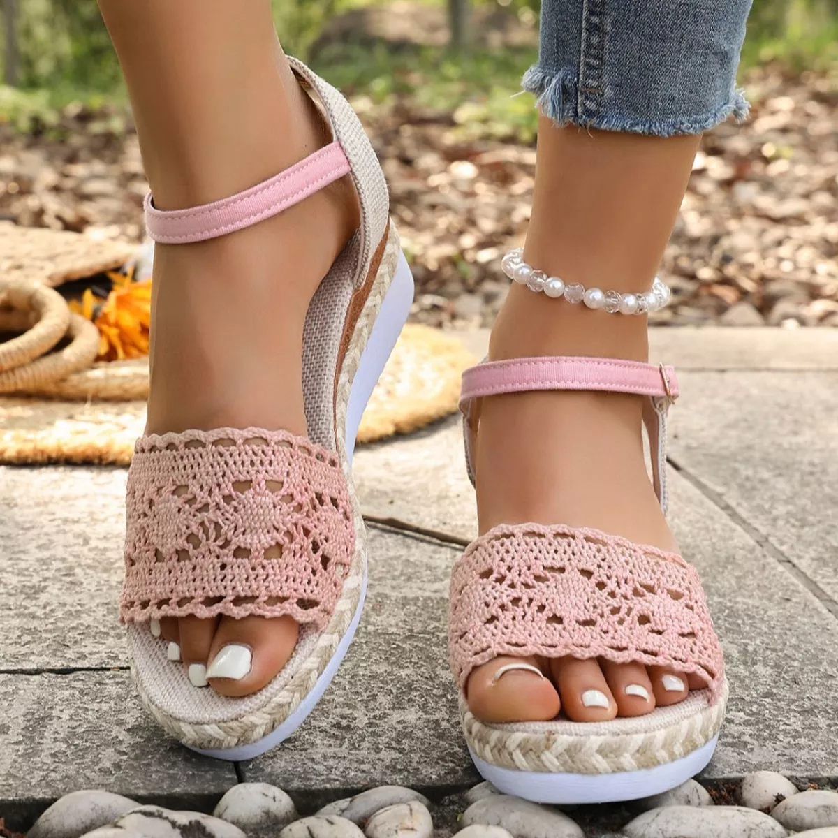 Crochet Espadrille Platform Sandals - Image 16
