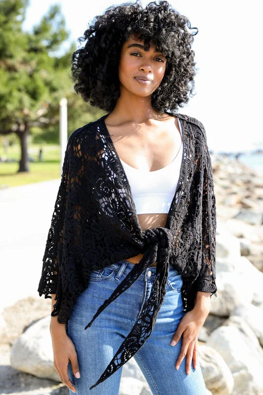 Crochet Floral Petal Kimono Wrap - Image 15