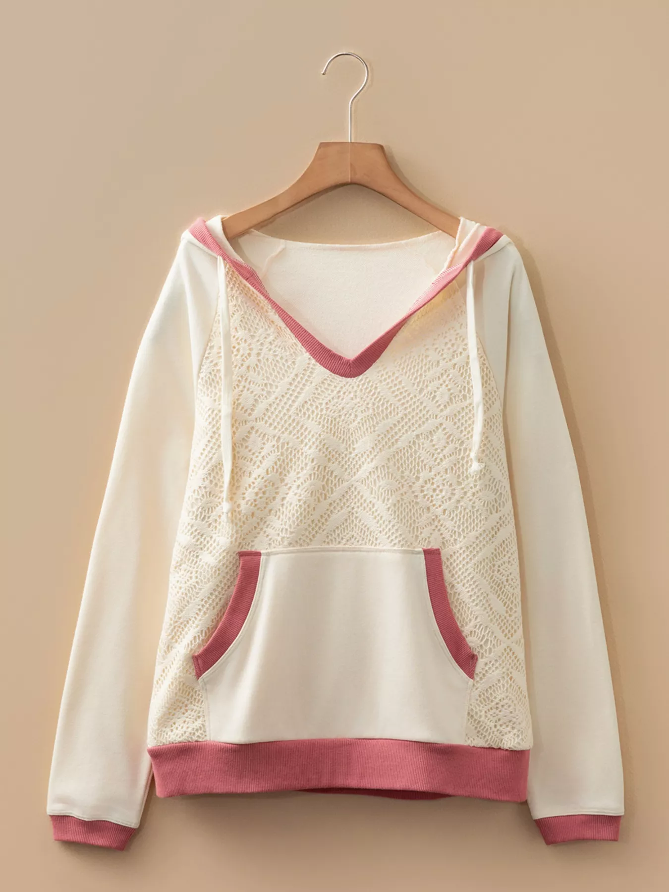 Crochet Panel Kangaroo Pocket Hoodie - Image 5