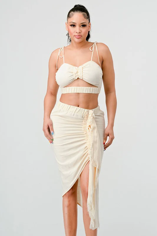 CROP TOP & SPLIT TIGHT SKIRT SET - Image 5