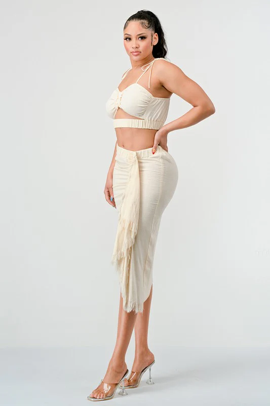 CROP TOP & SPLIT TIGHT SKIRT SET - Image 6