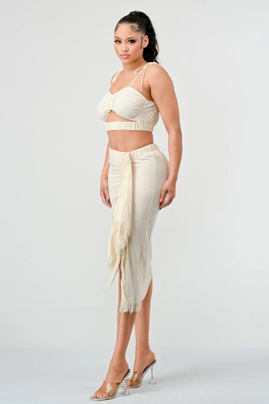 CROP TOP & SPLIT TIGHT SKIRT SET - Image 8