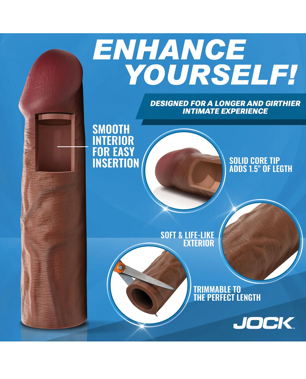 Curve Toys Jock Enhancers 1.5" Silicone Penis Extension Sleeve - Dark - Image 5