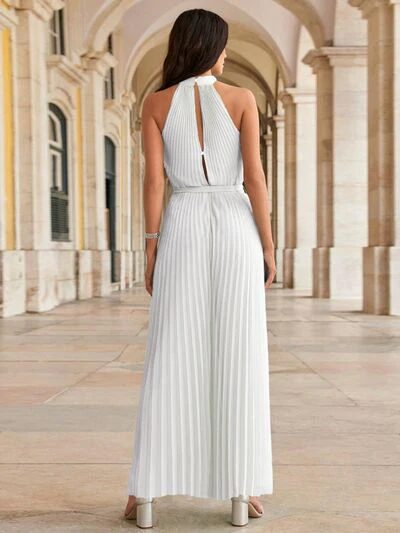 Cutout Tied Pleated Sleeveless Jumpsuit - Image 13