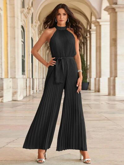 Cutout Tied Pleated Sleeveless Jumpsuit - Image 16