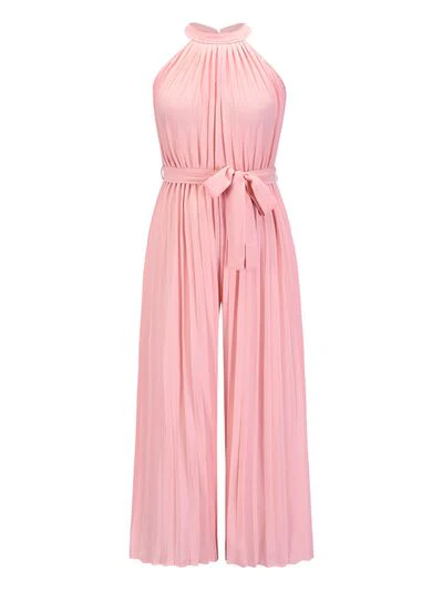 Cutout Tied Pleated Sleeveless Jumpsuit - Image 4
