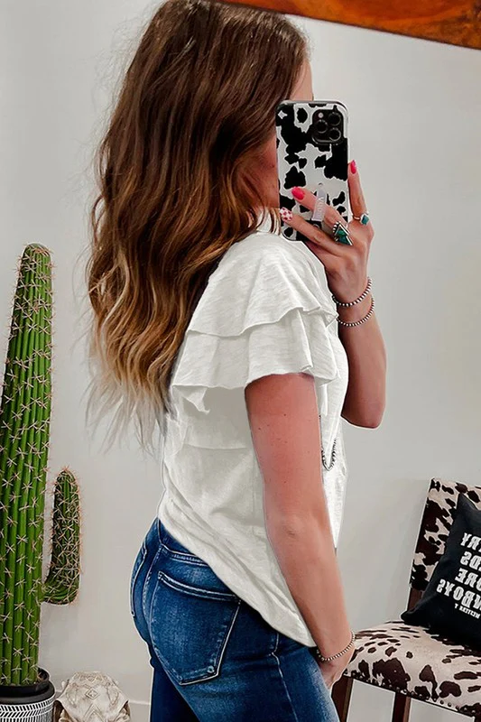 Dark Grey Ruffle Sleeve Plain Blouse - Image 10