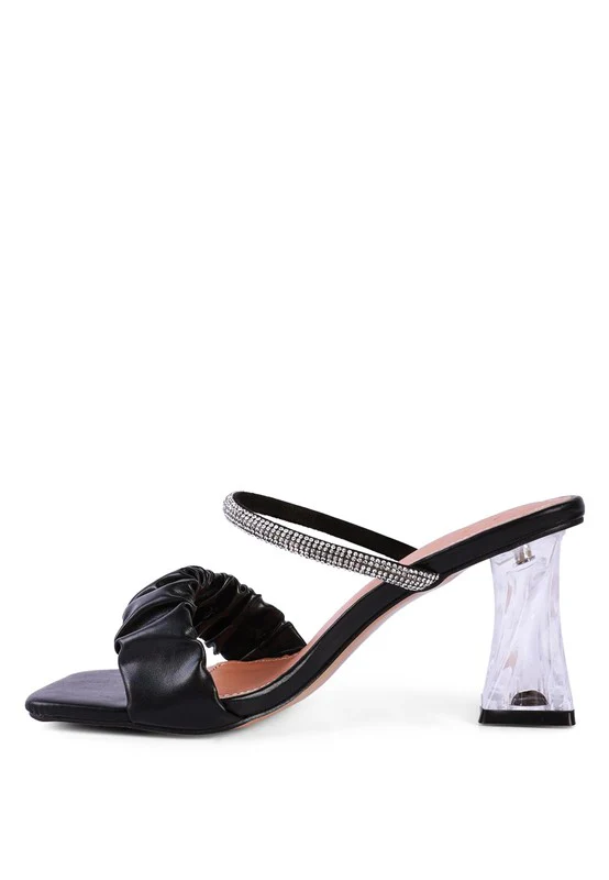 DATE LOOK CLEAR HEEL RHINESTONE SANDALS - Image 4