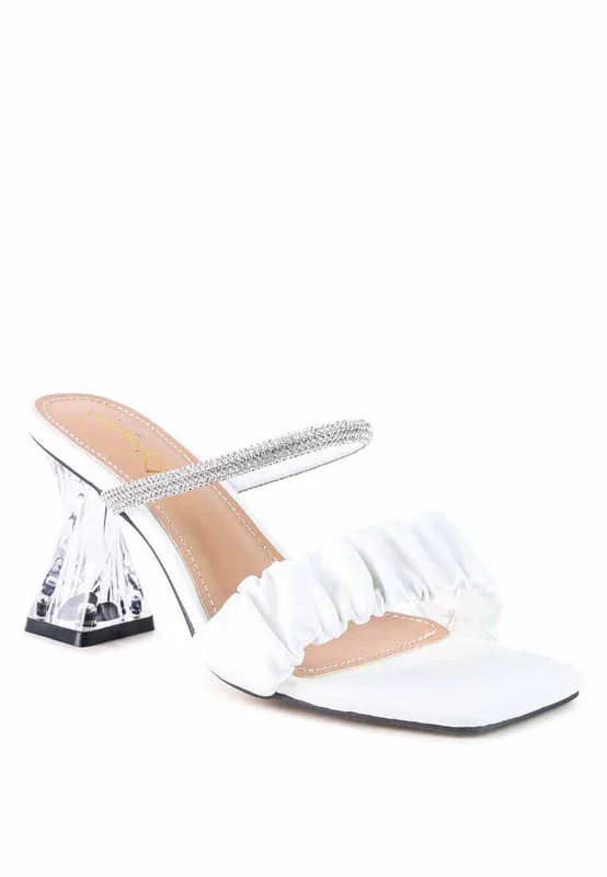 DATE LOOK CLEAR HEEL RHINESTONE SANDALS - Image 6